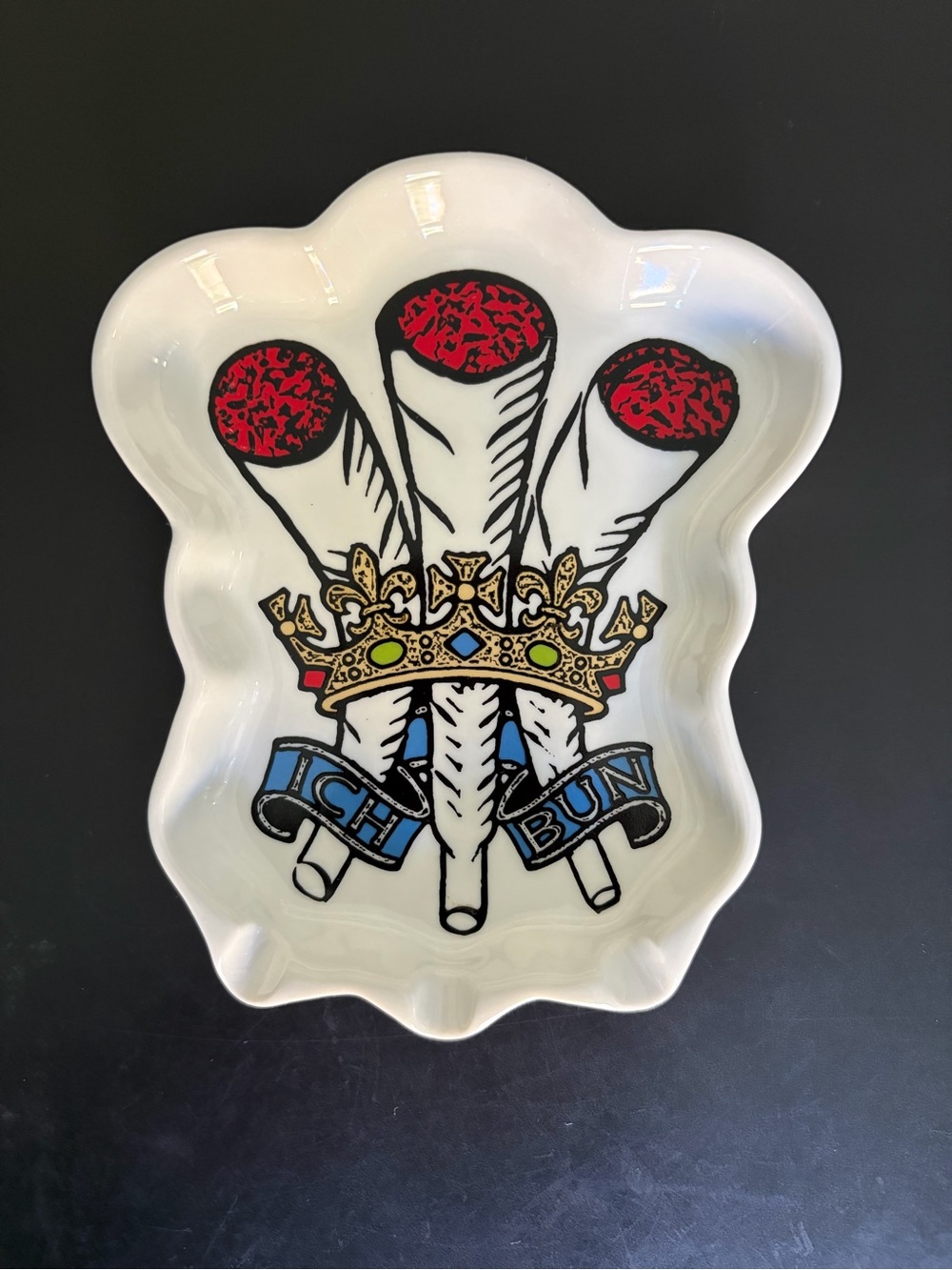 Palace Skateboards Ich Bun Decorative Ceramic Tray with Crown and Scroll Motif